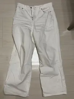 UNIQLO 低身長さん向け　ホワイト ワイドデニムパンツ
