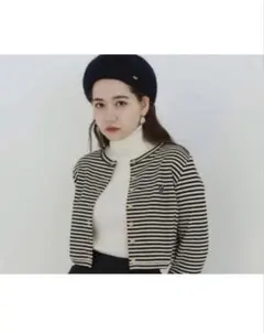 Tina jojun エンブレムボーダー カーディガン 長袖 M
