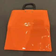 バイカラー エナメル トートバッグ オレンジ ブラックのサムネイル
