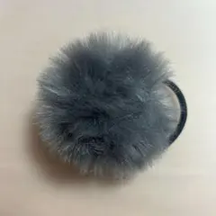 ファーヘアゴム グレー ぽんぽん ふわふわ