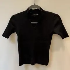 RALPH LAUREN ブラック Vネック 半袖ニット M