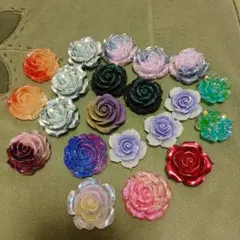 樹脂製 バラ型 デコレーションパーツ 21個セット