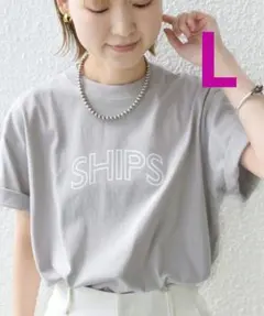 SHIPS ラウンド プリント ロゴ TEE（ライトグレー）のサムネイル