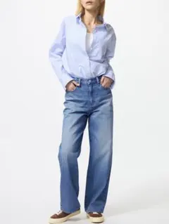 UNIQLO ユニクロ ワイドストレートジーンズ ブルー 23