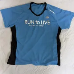 【中古服】ニューバランスドライTシャツ M RUN to LIVE 青のサムネイル