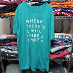 90s海外製ウェーブメンズ古着Lヴィンテージ緑グリーンロゴtシャツUSA直輸入のサムネイル