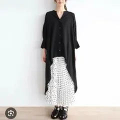 かぐれ ドット柄 フロントボタン ロングワンピース - メルカリ