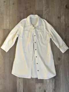 ☆GU☆130㎝☆コーデュロイ☆シャツワンピース☆オフホワイト☆