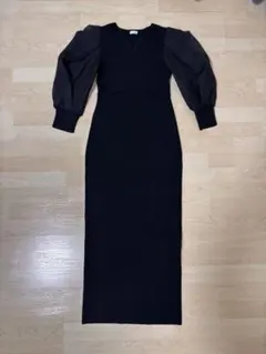再値下げ！【美品】Lily Brownブラックリブニットワンピース 黒
