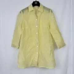美品✨ レリアン シャツ 半袖 透け感 シアー 麻 高級 黄色 希少 リネン混