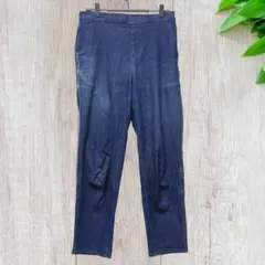 ☆レディース 柔らか デニムパンツ カジュアル (M) ブルー ゴム