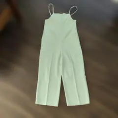 ライトグリーンツイード ストラップ付きオールインワン