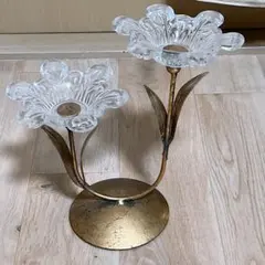 薔薇モチーフ キャンドルホルダー フロストガラス 真鍮風 - メルカリ
