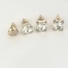 ピアス　4本セット　キラキラ　ビジュー　ストーン　ゴールド　ハート　まとめ売り