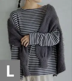 【新品】田中里奈　しまむら　mysa closet ボーダートップス　グレー　L