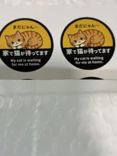 【安全運転】2枚 猫ステッカー「家で猫が待ってます」トラネコ