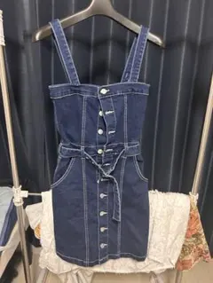 デニム ノースリーブ ミニワンピース