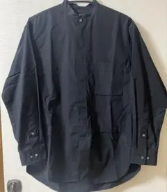 UNIQLO+J◆スーピマコットンオーバーサイズスタンドカラーシャツ◆黒◆S