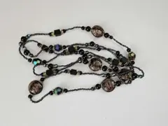 ロングネックレス ブラック系 ビーズ