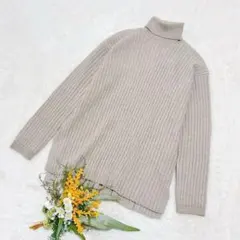 【ジーユー】GU リブタートルネックニットチュニック(長袖) ベージュ XS ●
