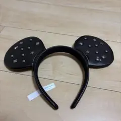 スタッズ付き黒ミッキー耳カチューシャ