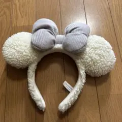 ディズニーランド ミッキー ミニー カチューシャ ボア リボン付き