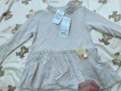 プティマイン 新品　100cm チュニック 春服　お花　女の子　アイボリー