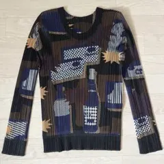 極美品 プリーツプリーズ イッセイミヤケ ペイズリー柄 カットソー
