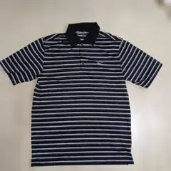 げ*き様 Nike GOLF 黒白ストライプ ポロシャツ Lサイズ　ドライフィッ