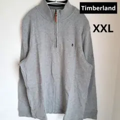 美品​★【Timberland】ハーフジップ スウェット 刺繍ロゴ グレー 3L
