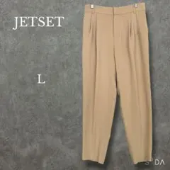ジェットセット【L】タックテーパードパンツ ウエストゴム ベージュ