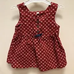 赤い花柄ノースリーブワンピース