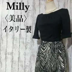 美品【ミリー】五分袖　切り替えミニワンピース　フォーマルワンピース