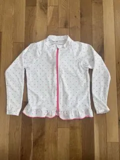 キッズラッシュガード120センチ長袖 ハート柄 フリル美品　プール水泳水着