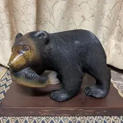 北海道 木彫り熊 熊の置物 木製オブジェ 民芸品 アンティーク風