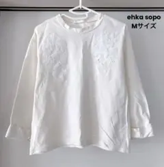 ehka sopo エヘカソポ レース刺繍カットソー フラワー 花 ホワイト M