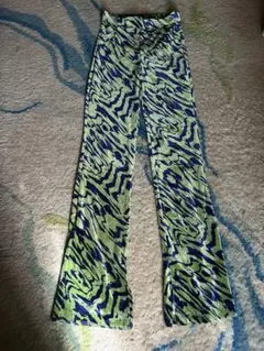 ZARA フロッキー素材　Y2k zebra ゼブラ柄　フレアパンツ