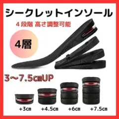 シークレットインソール 4段階 調整 7.5cm 身長 アップ 中敷き 衝撃吸収