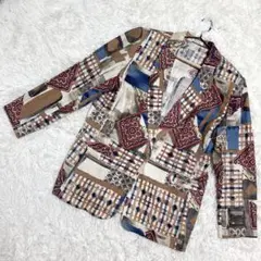 Mure✨美品　リネンジャケット　総柄　麻100% カントリー　（9AR）