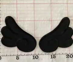 ビック黒い羽刺繍アイロンワッペン