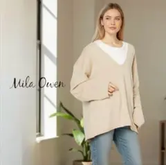 [ミラオーウェン] ウール混深Vネックニットトップス アイボリーサイズ1