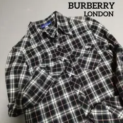 バーバリーロンドン✨️フランネルシャツ チェック ノバチェック黒ピンク　訳あり