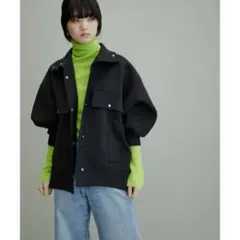 アダムエロペ　スムースニット　ブルゾン　カーディガン　黒　ブラック