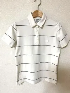 THE NORTH FACE ストライプ ポロシャツ M　白　ボーダー　半袖
