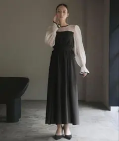 美品 GIRL ガール オーガンジー シフォン ドレス S 結婚式 お呼ばれ