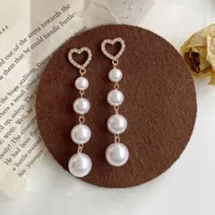 ピアス パール 両耳 ハート 韓国 結婚式 フォーマル