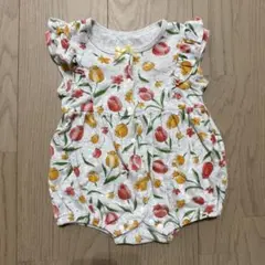 花柄ロンパース グレー 70cm