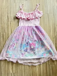 リトルツインスターズ エコネコ ワンピース 120cm チュール オーガンジー