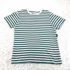 【日本製】agnes b. homme Tシャツ ボーダー 緑 × 白 2表記のサムネイル