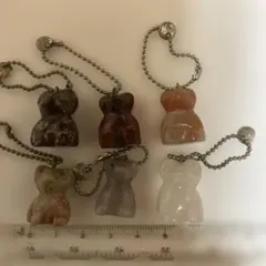 天然石クマ型キーホルダー 6個セット